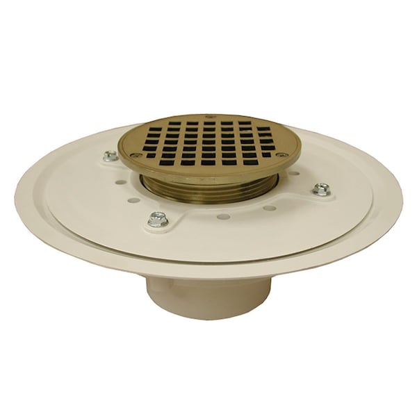 Jones Stephens 3in. Heavy Duty PVC Drain Base with 3-1/2in. Metal Spud and 5in. Nickel Bronze Strainer D50061 - main